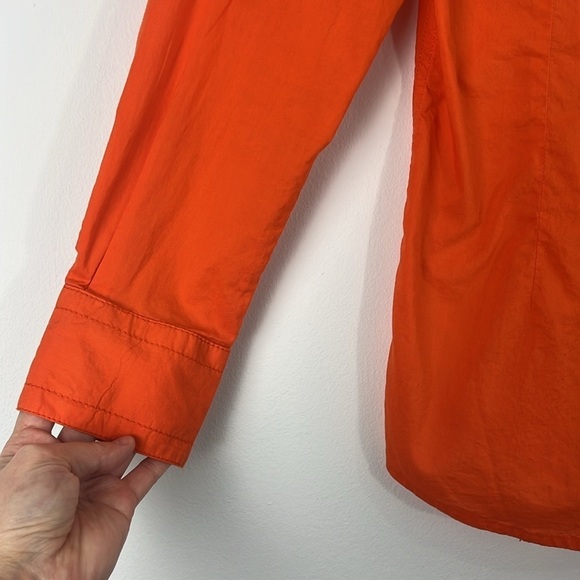 Ariat Embroidered Orange Western Metal Snap Button Long Sleeve Top Size M Womens - Picture 7 of 12